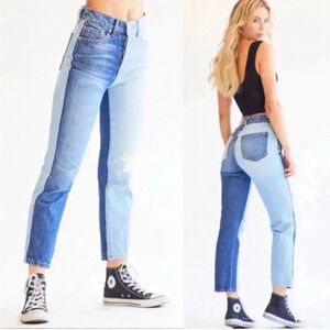 REVICE Women's High Rise Two-Tone Jeans